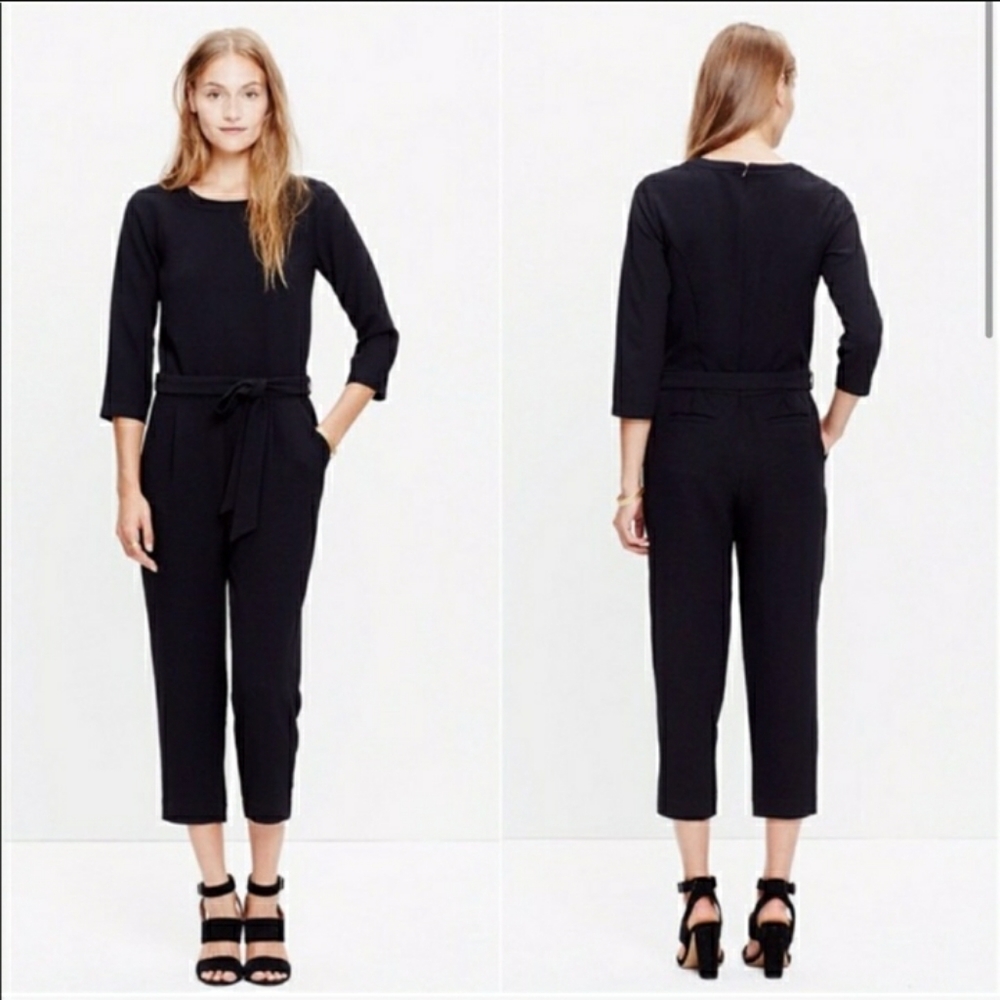 Madewell Sloan Belted Jumpsuit Black Size 8
